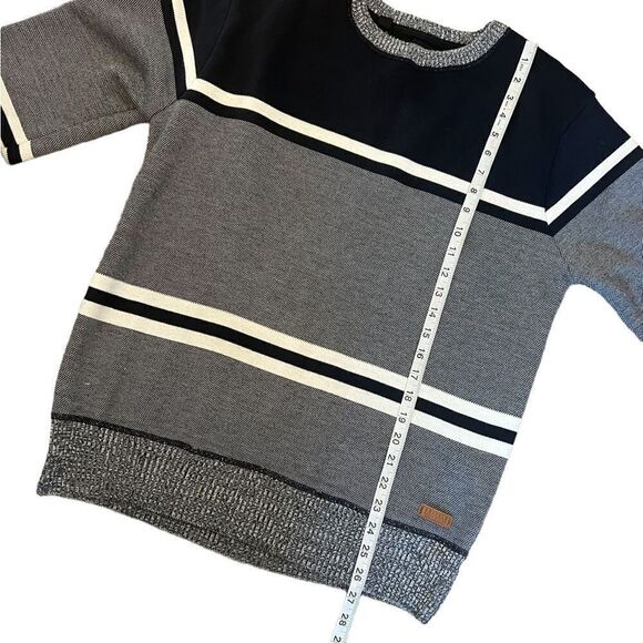 MENS BUFFALO Striped Blue & Grey Pullover Knit Sweat Shirt M - Picture 5 of 9